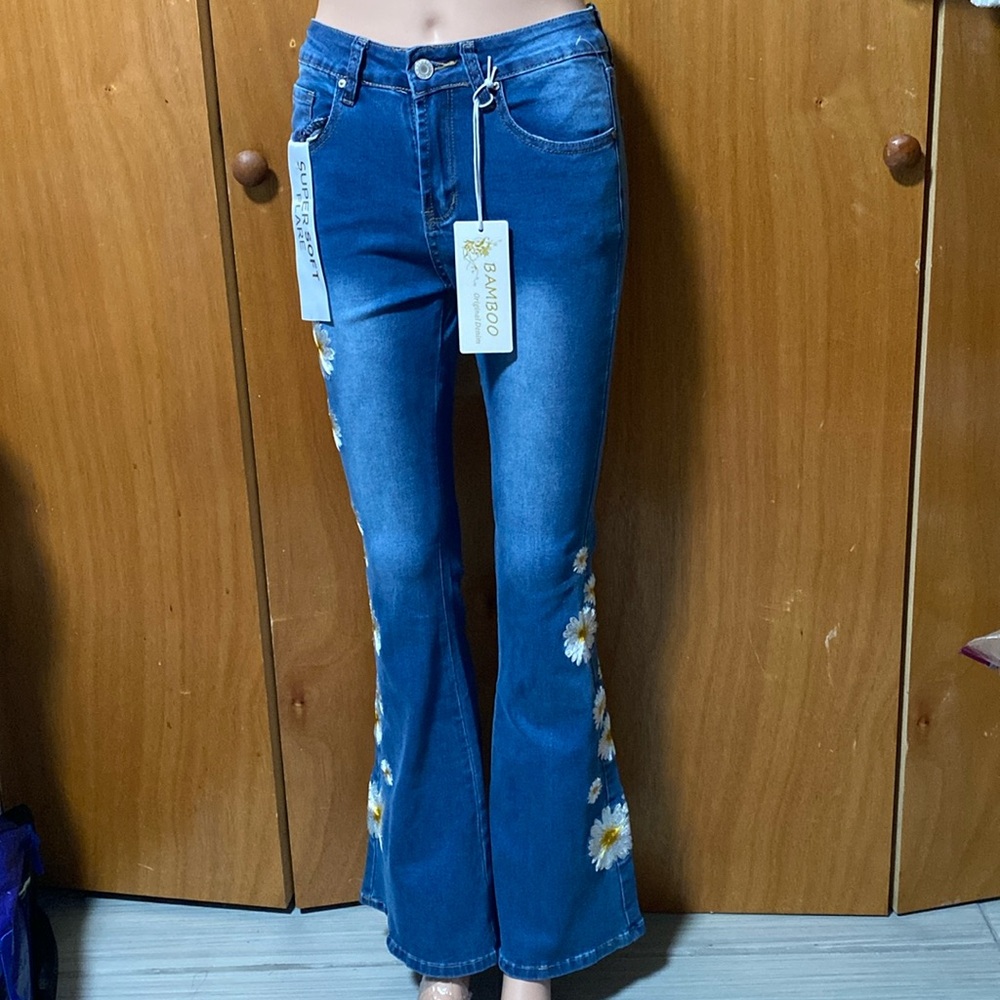 BAMBOO flowers denim